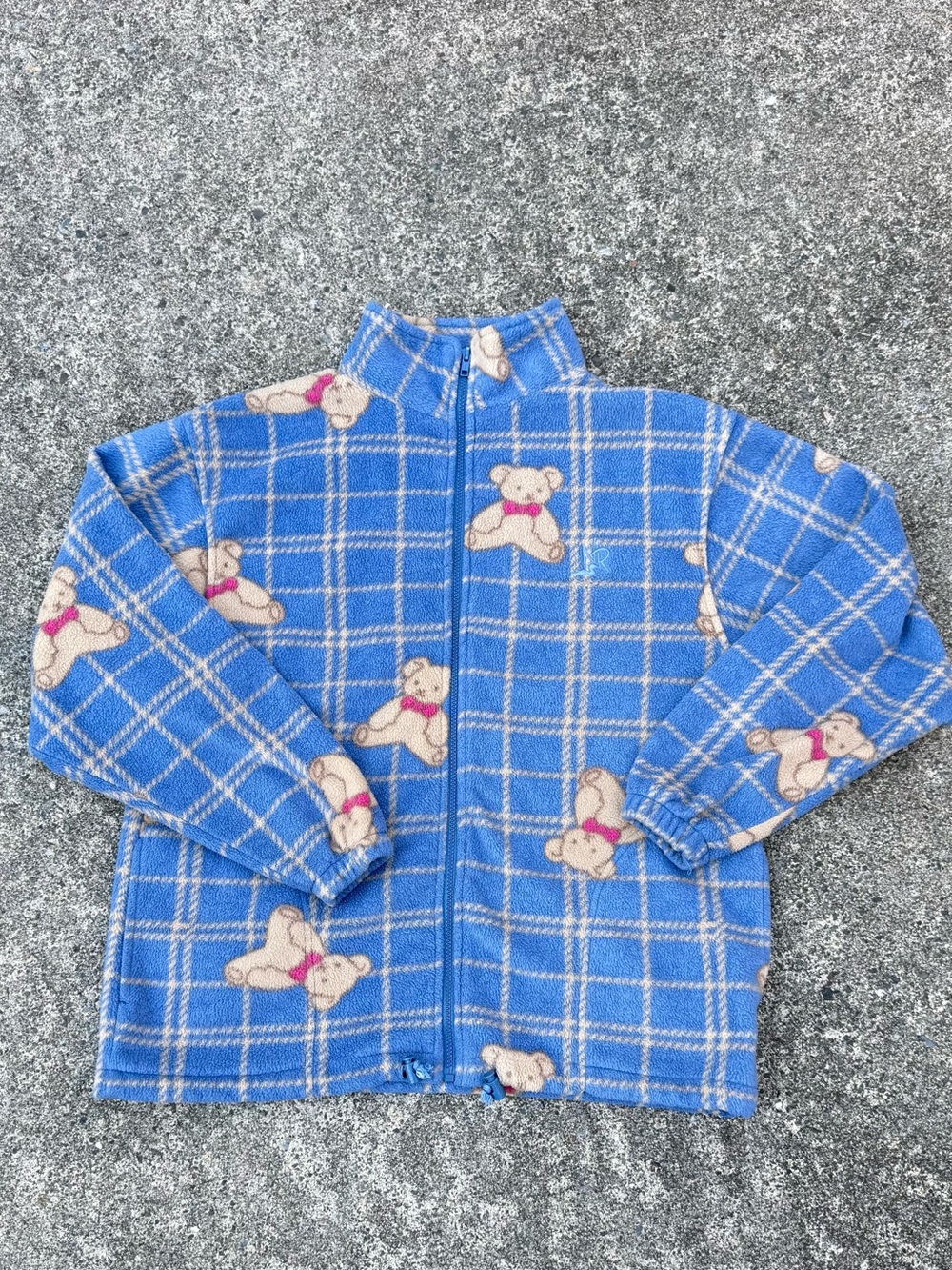 Northern Reflections Blue Plaid Teddy Bear Fleece Jacket size M